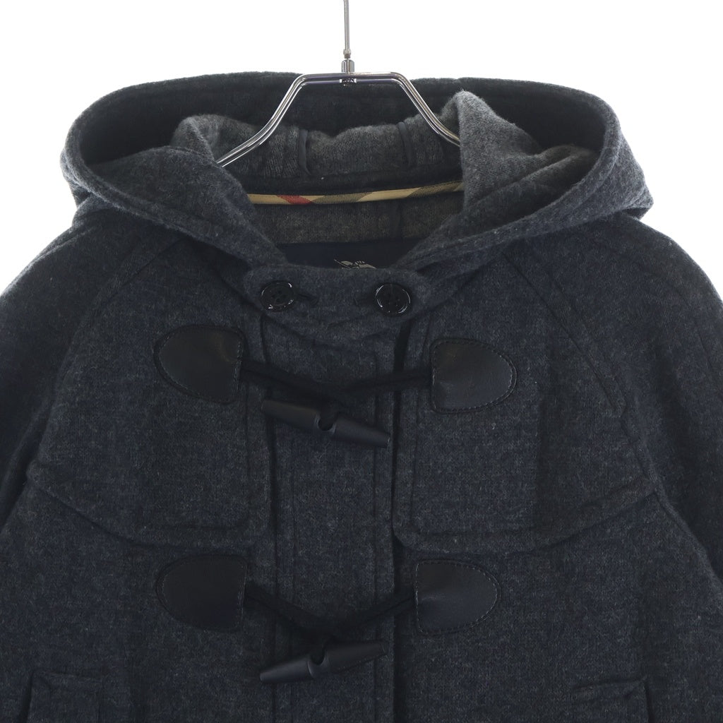 BURBERRY BLACK LABEL(バーバリー ブラックレーベル) ウールニット ダッフルコート フード ジップアップ グレー B1B25-640-08