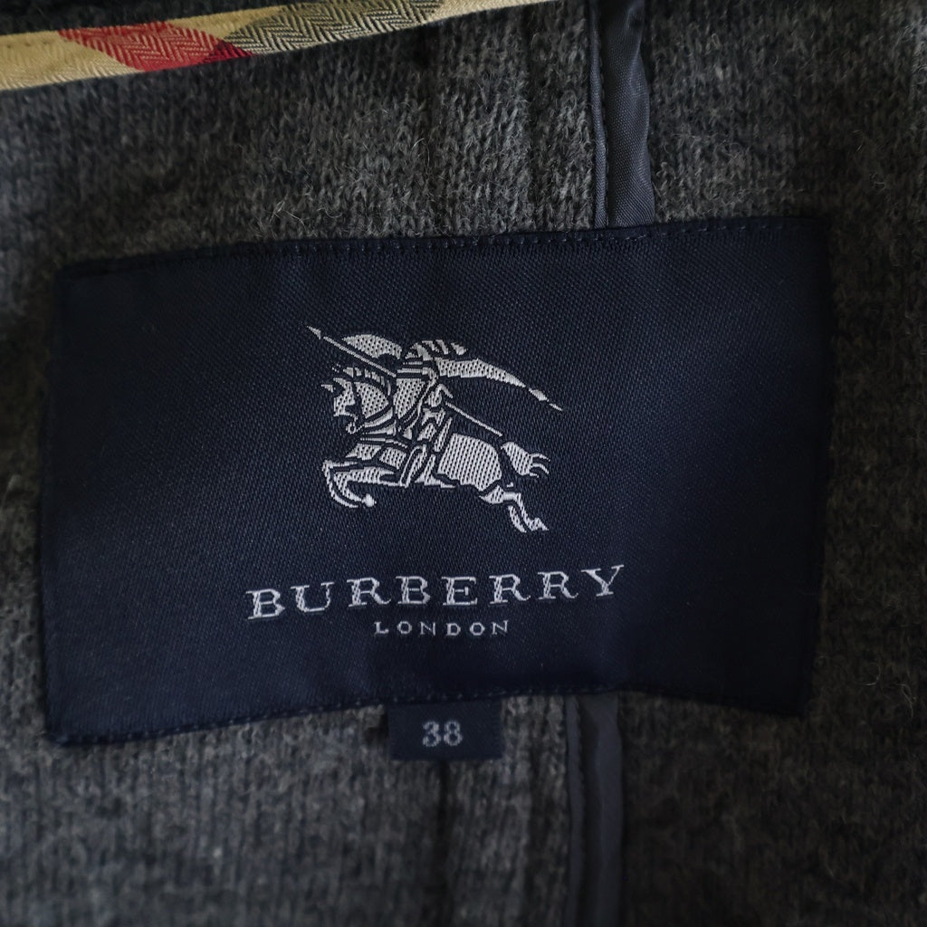 BURBERRY BLACK LABEL(バーバリー ブラックレーベル) ウールニット ダッフルコート フード ジップアップ グレー B1B25-640-08
