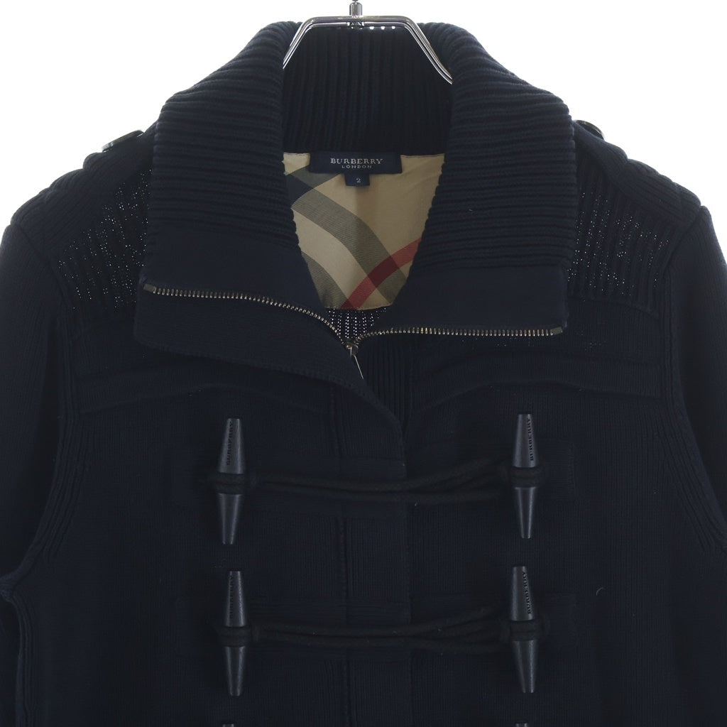 BURBERRY BLACK LABEL(バーバリー ブラックレーベル) ダッフルニットジャケット ジップアップ エポレット コットン ネイビー B1N05-301-28