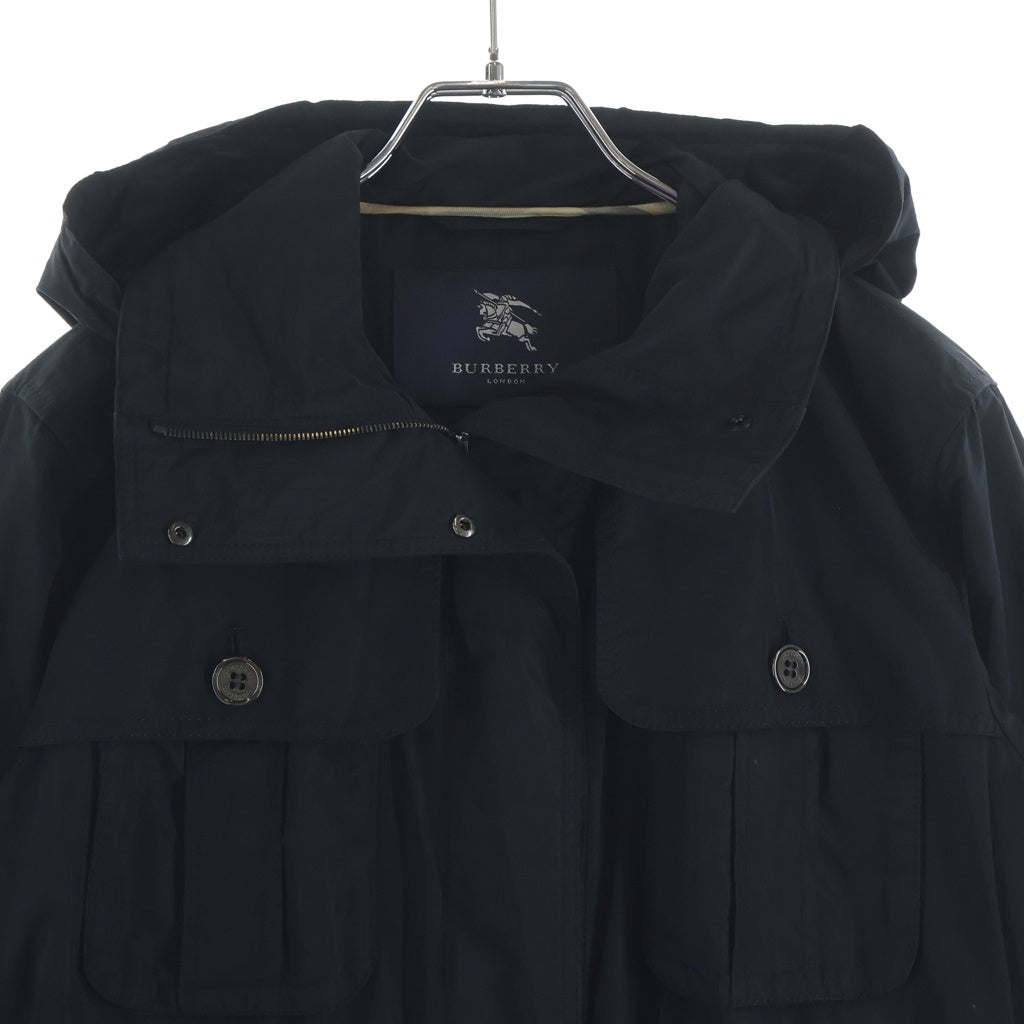 BURBERRY BLACK LABEL(バーバリー ブラックレーベル) ナイロンジップコート ジャケット ポリエステル フード ブラック FRD61-371-28 レディース