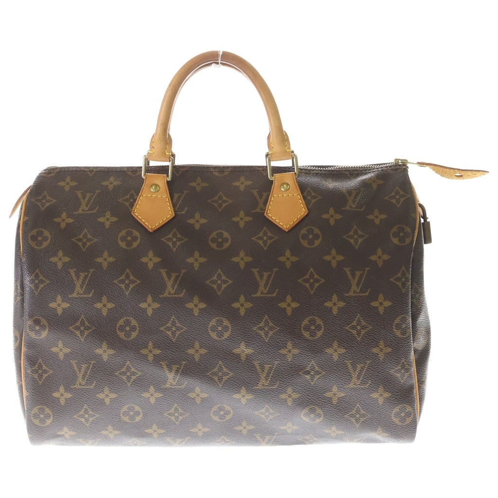LOUIS VUITTON(ルイヴィトン) モノグラム スピーディ35 ボストンバッグ ハンドバッグ ブラウン レザー×PVC M41107 ゴールド金具 レディース