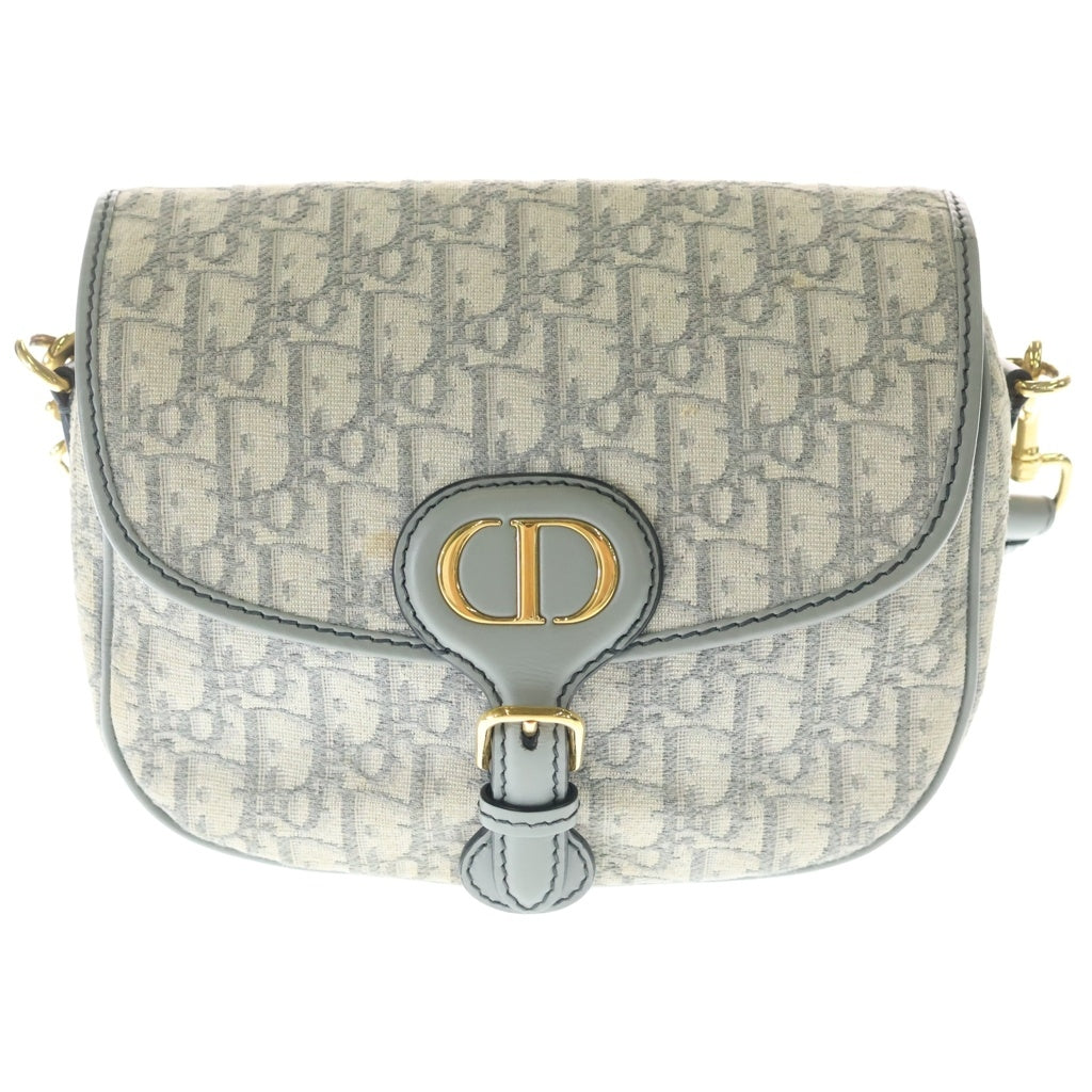 DIOR(ディオール) ボビー ミディアム オブリーク ショルダーバッグ グレー レザー×キャンバス ゴールド金具 レディース
