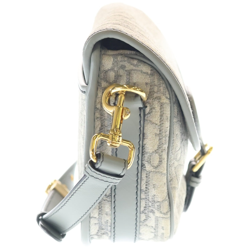 DIOR(ディオール) ボビー ミディアム オブリーク ショルダーバッグ グレー レザー×キャンバス ゴールド金具 レディース