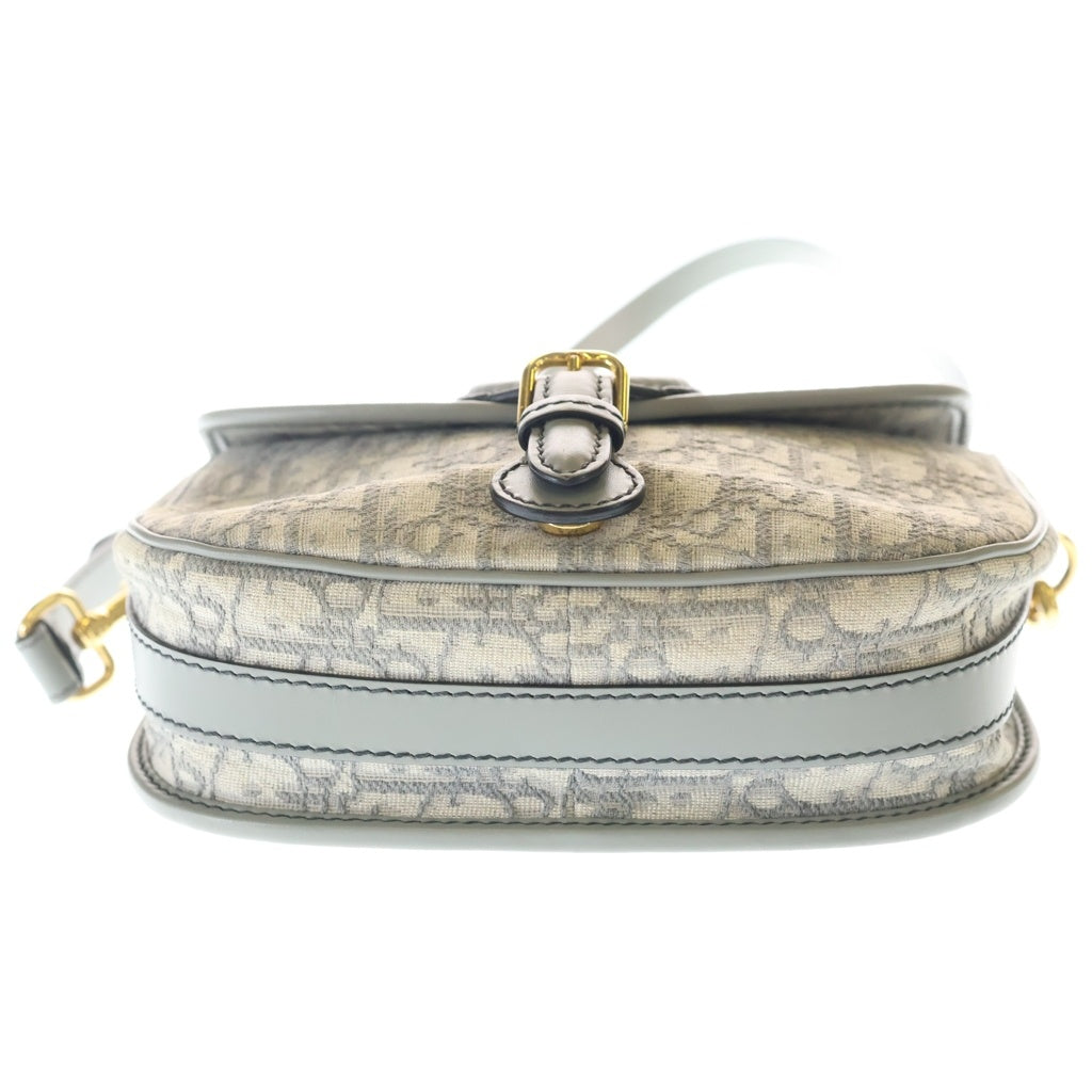 DIOR(ディオール) ボビー ミディアム オブリーク ショルダーバッグ グレー レザー×キャンバス ゴールド金具 レディース