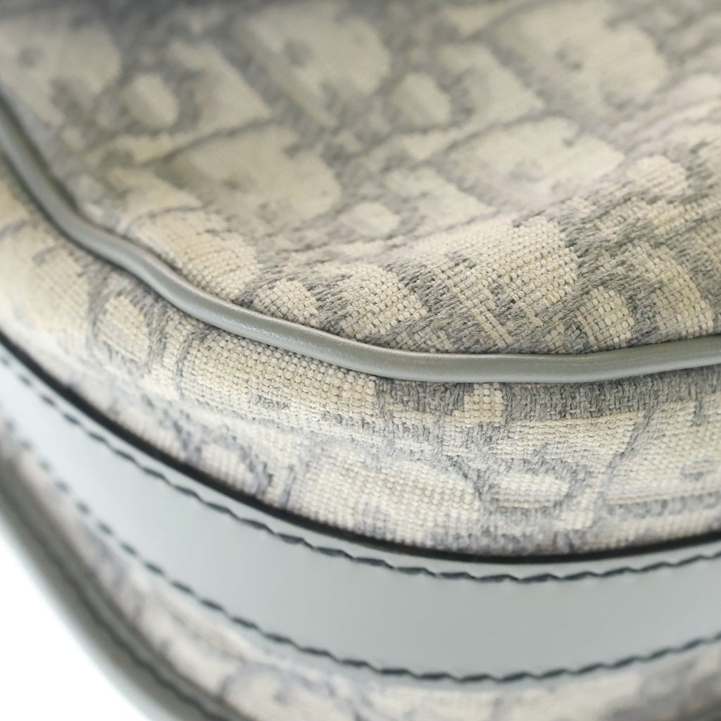 DIOR(ディオール) ボビー ミディアム オブリーク ショルダーバッグ グレー レザー×キャンバス ゴールド金具 レディース