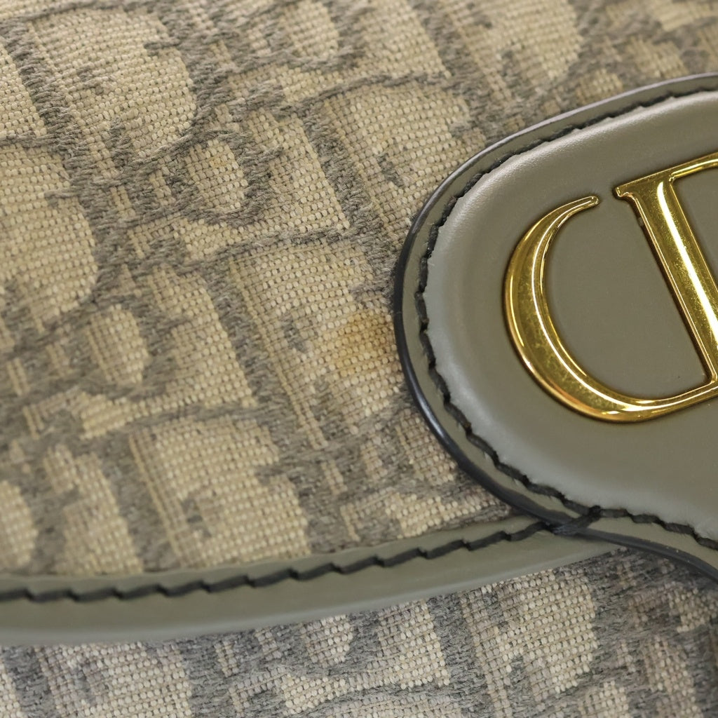 DIOR(ディオール) ボビー ミディアム オブリーク ショルダーバッグ グレー レザー×キャンバス ゴールド金具 レディース