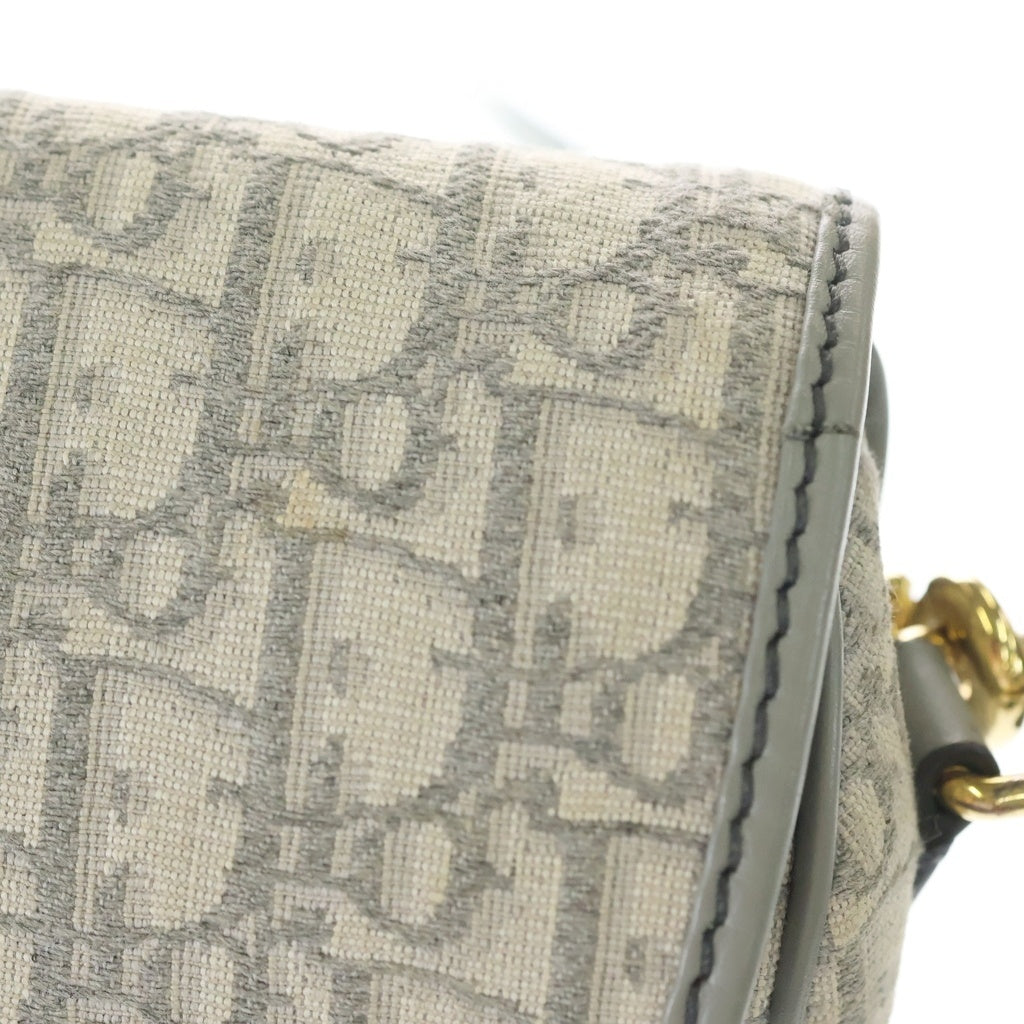 DIOR(ディオール) ボビー ミディアム オブリーク ショルダーバッグ グレー レザー×キャンバス ゴールド金具 レディース