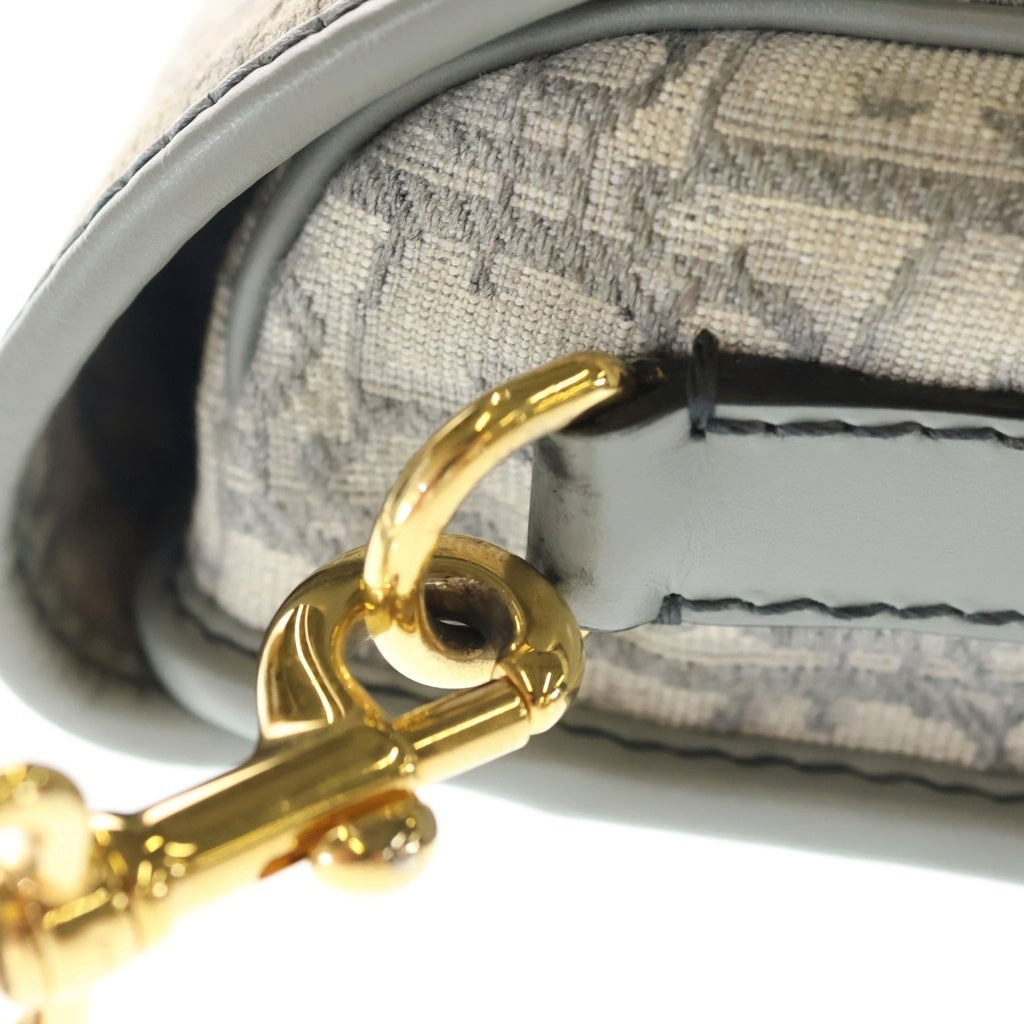 DIOR(ディオール) ボビー ミディアム オブリーク ショルダーバッグ グレー レザー×キャンバス ゴールド金具 レディース