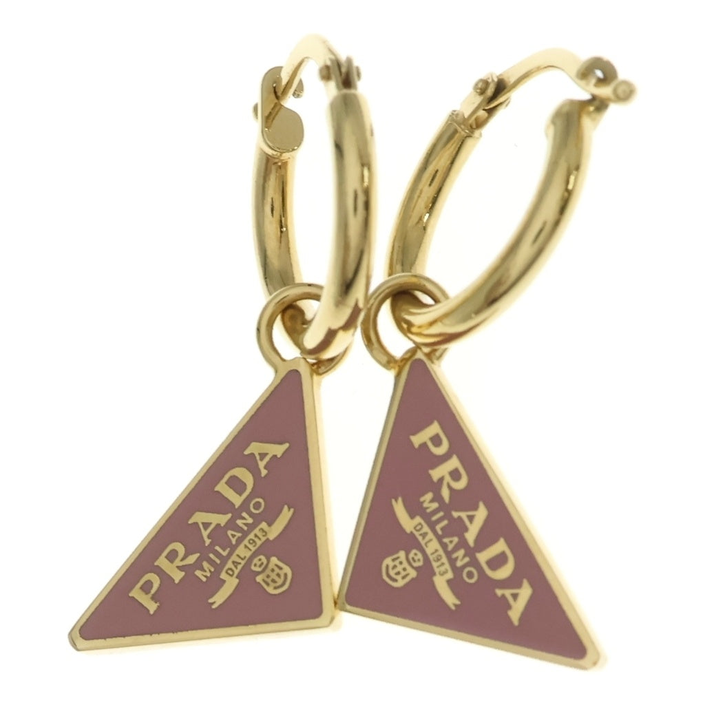 PRADA(プラダ) トライアングルロゴ ピアス フープ ゴールド×ピンク レディース
