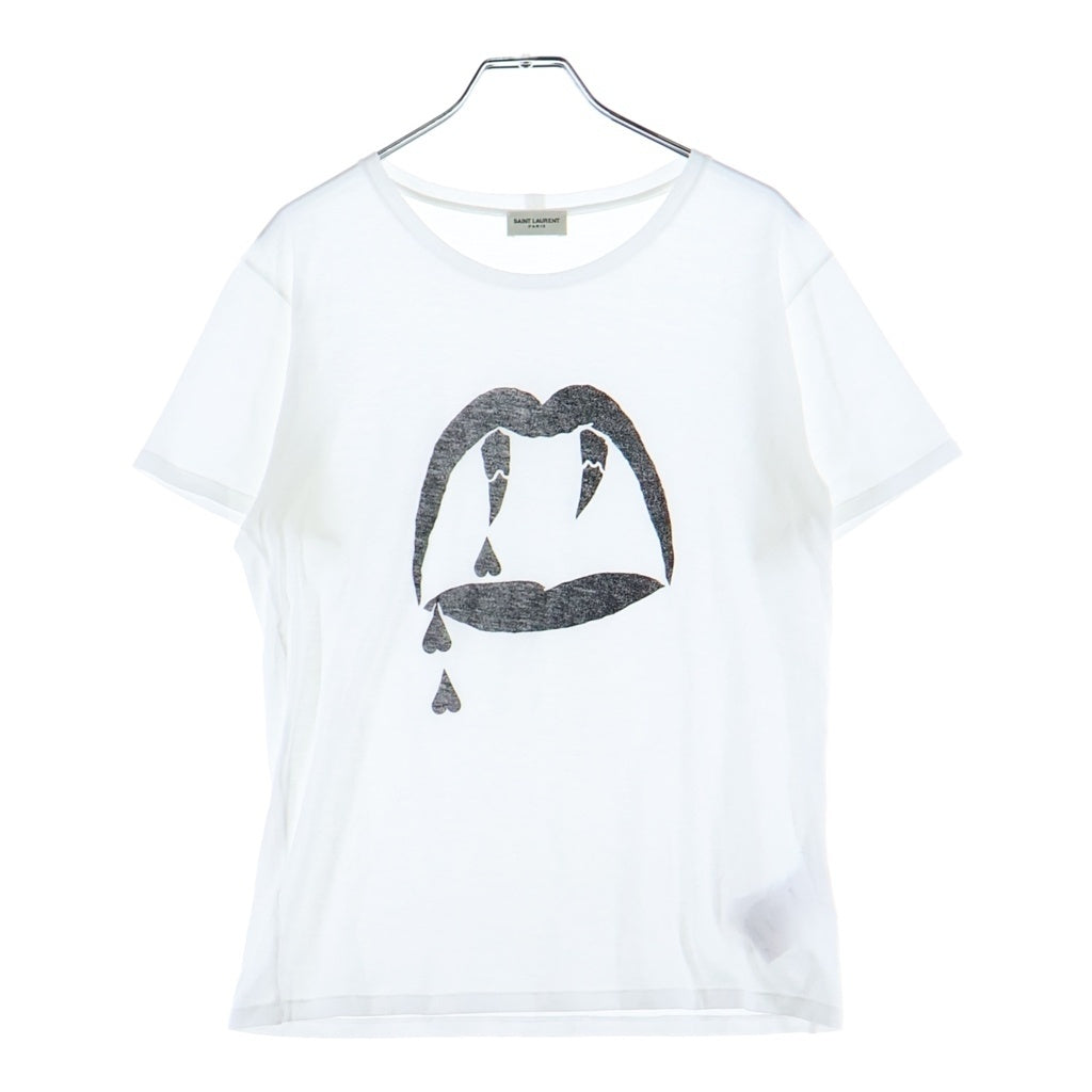 SAINT LAURENT PARIS(サンローランパリ) ブラッドラスター ヴァンパイア プリント コットン 半袖 Tシャツ カットソー #XS ホワイト 351662 レディース