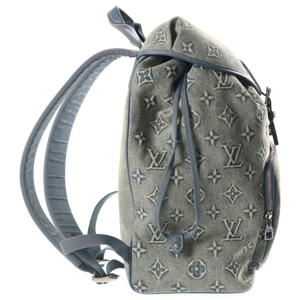 LOUIS VUITTON(ルイヴィトン) モノグラム ウォッシュ デニム モンスリ・バッグパック キャンバス レザー ICタイプ ブルー M22534 レディース
