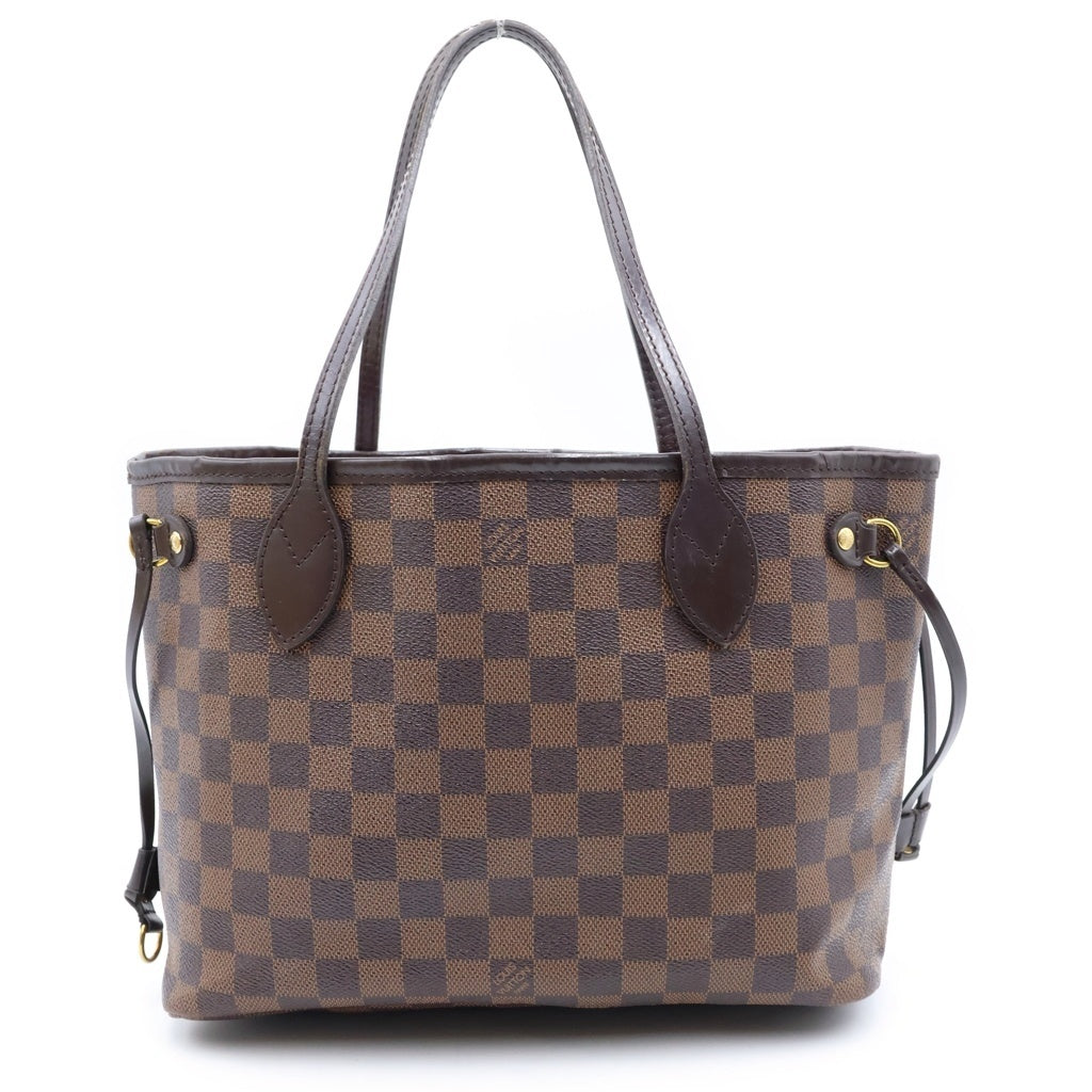 LOUIS VUITTON(ルイヴィトン) ダミエ ネヴァーフルPM 新型 ハンドバッグ トートバッグ ブラウン レザー×PVC N41359 ゴールド金具 レディース