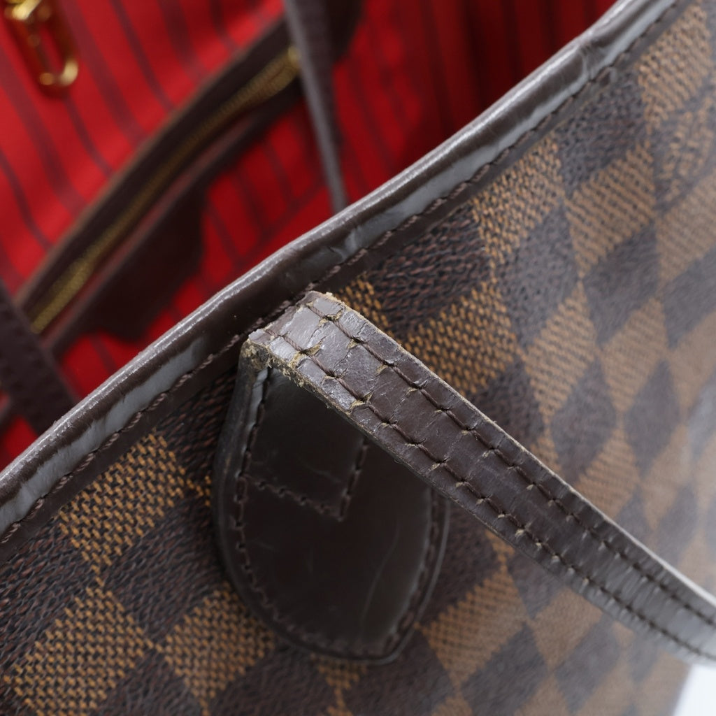 LOUIS VUITTON(ルイヴィトン) ダミエ ネヴァーフルPM 新型 ハンドバッグ トートバッグ ブラウン レザー×PVC N41359 ゴールド金具 レディース