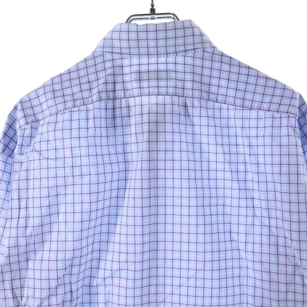 NO BRAND(ノーブランド) Charvet 長袖チェックシャツ ライトブルー