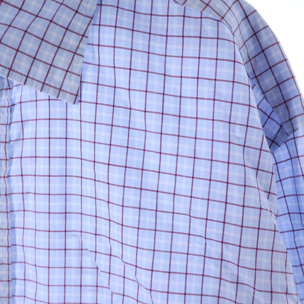 NO BRAND(ノーブランド) Charvet 長袖チェックシャツ ライトブルー