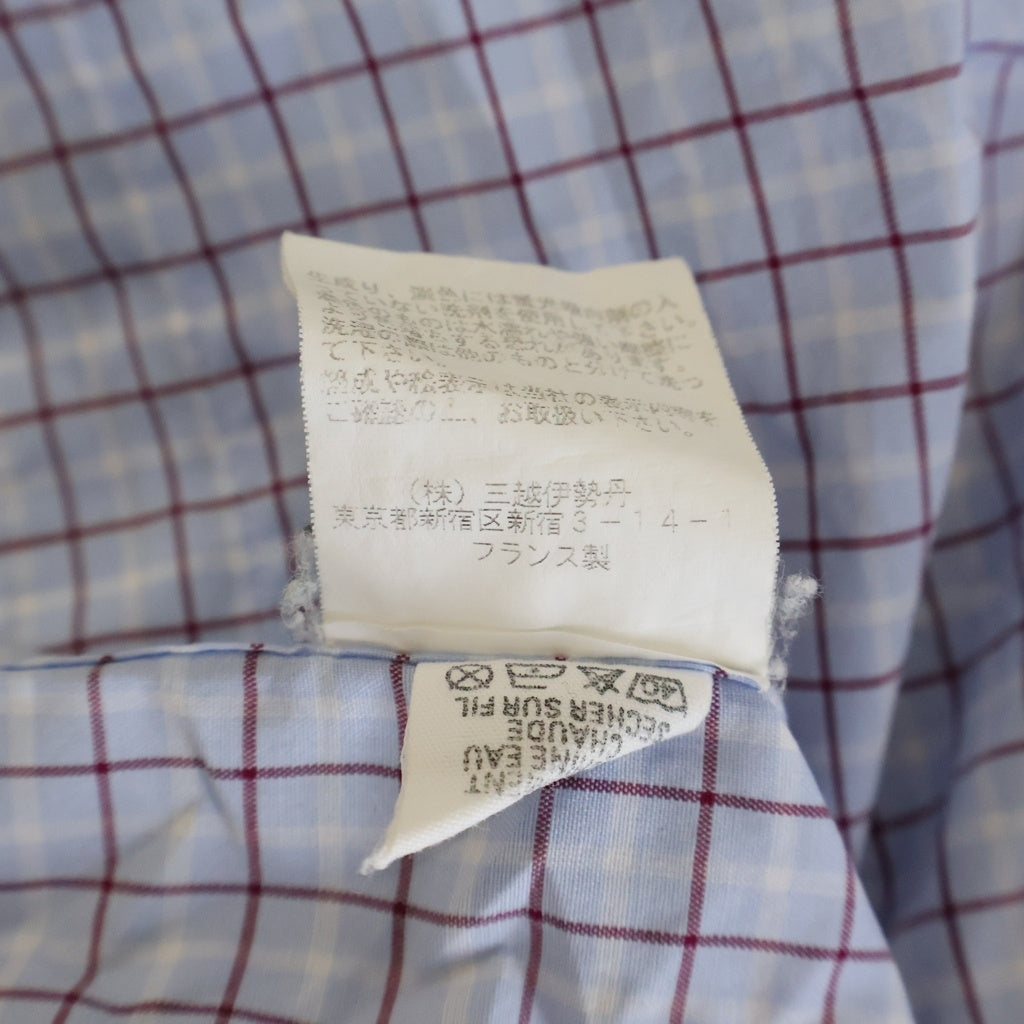 NO BRAND(ノーブランド) Charvet 長袖チェックシャツ ライトブルー
