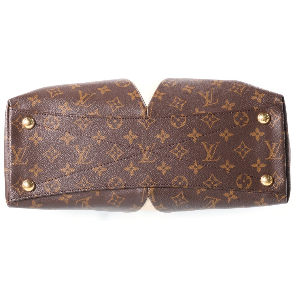 LOUIS VUITTON(ルイヴィトン) モノグラム VトートMM ハンドバッグ ショルダーバッグ PVC×レザー ブラウン×カーキ×ホワイト M44798 レディース