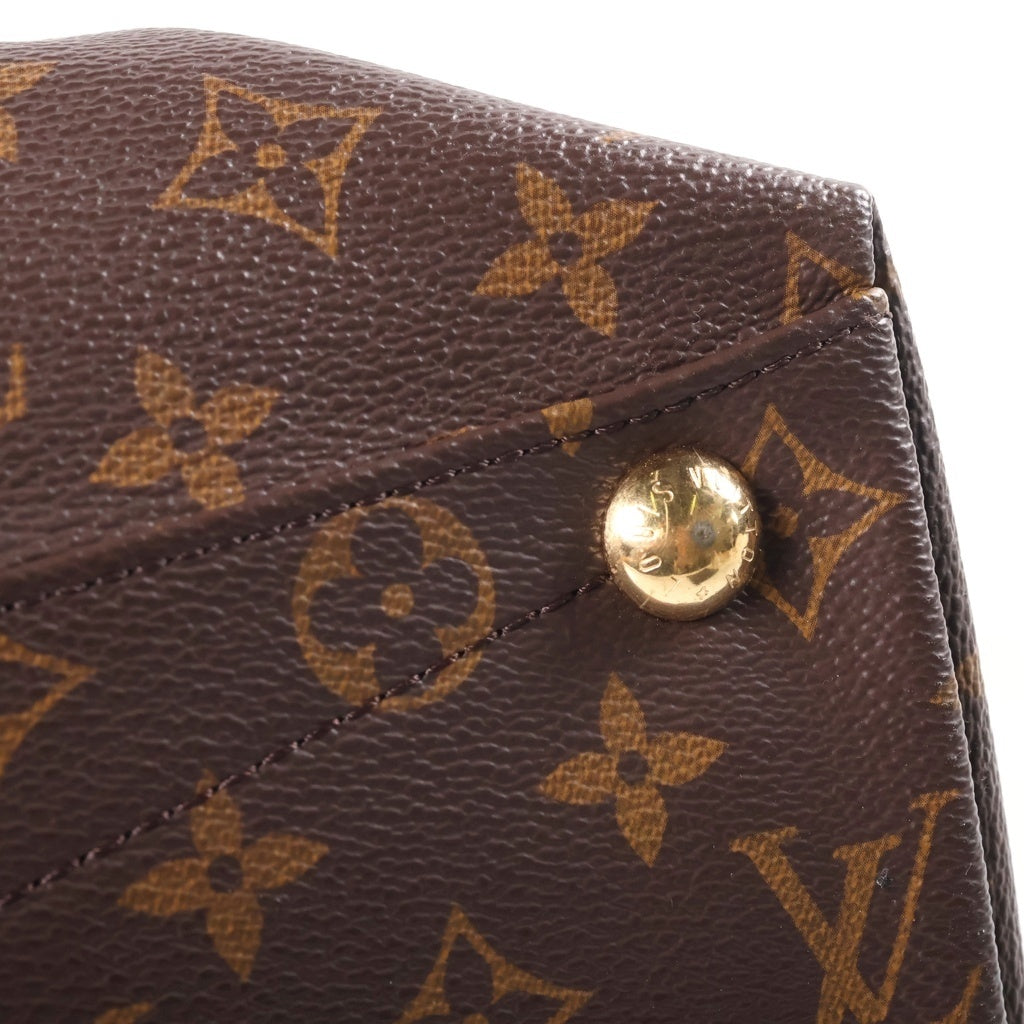 LOUIS VUITTON(ルイヴィトン) モノグラム VトートMM ハンドバッグ ショルダーバッグ PVC×レザー ブラウン×カーキ×ホワイト M44798 レディース