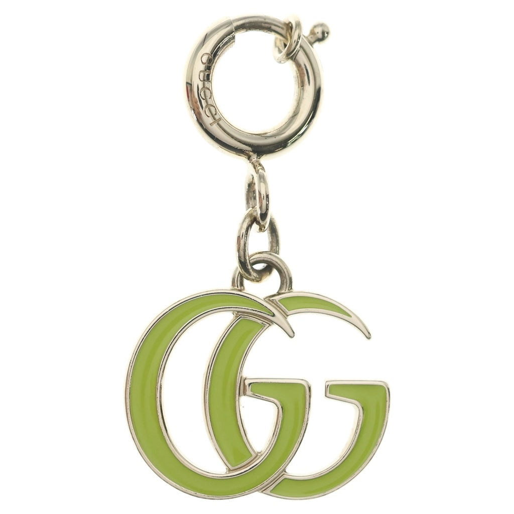 GUCCI(グッチ) GGマーモント ロゴ バッグチャーム キーホルダー ゴールド/グリーン レディース