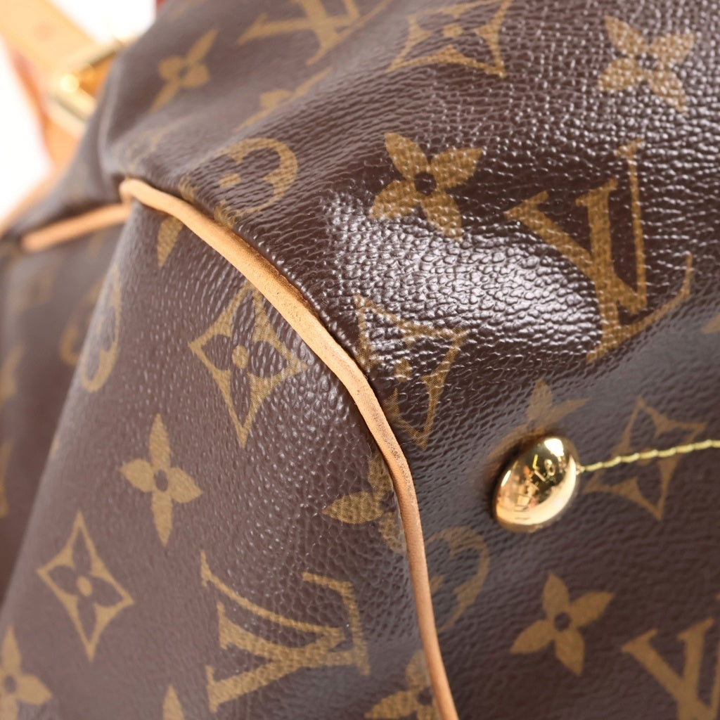 LOUIS VUITTON(ルイヴィトン) モノグラム ティヴォリGM ハンドバッグ トートバッグ ブラウン レザー×PVC M40144 ゴールド金具 レディース