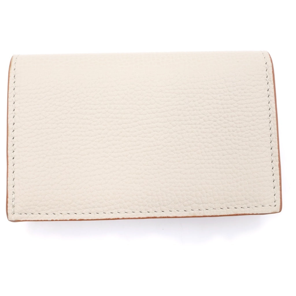 LOEWE(ロエベ) アナグラム カードケース ミニ財布 名刺入れ ベージュ レザー シルバー金具 レディース