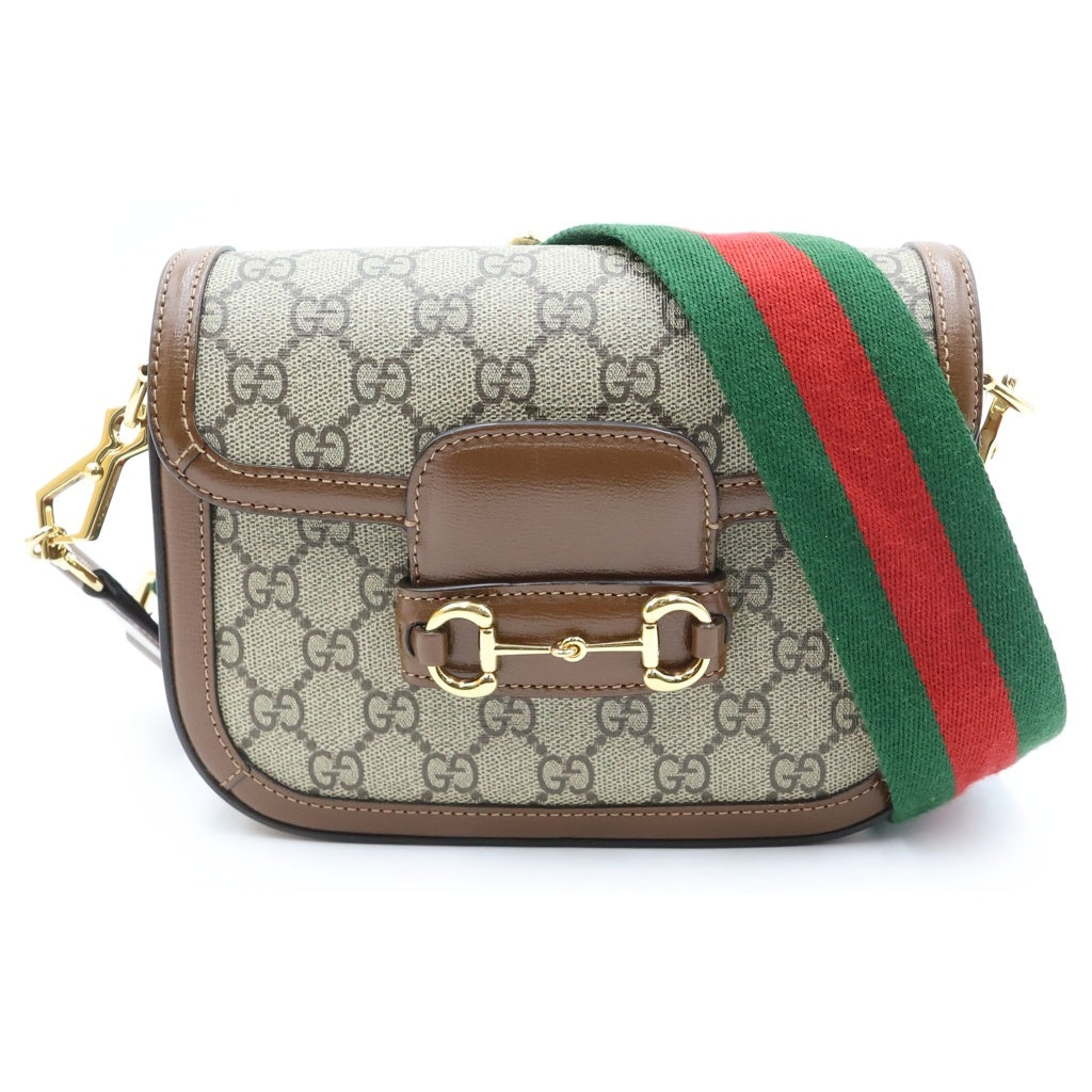 GUCCI(グッチ) GGスプリーム ホースビット PVC レザー ショルダーバッグ ブラウン 658574 レディース