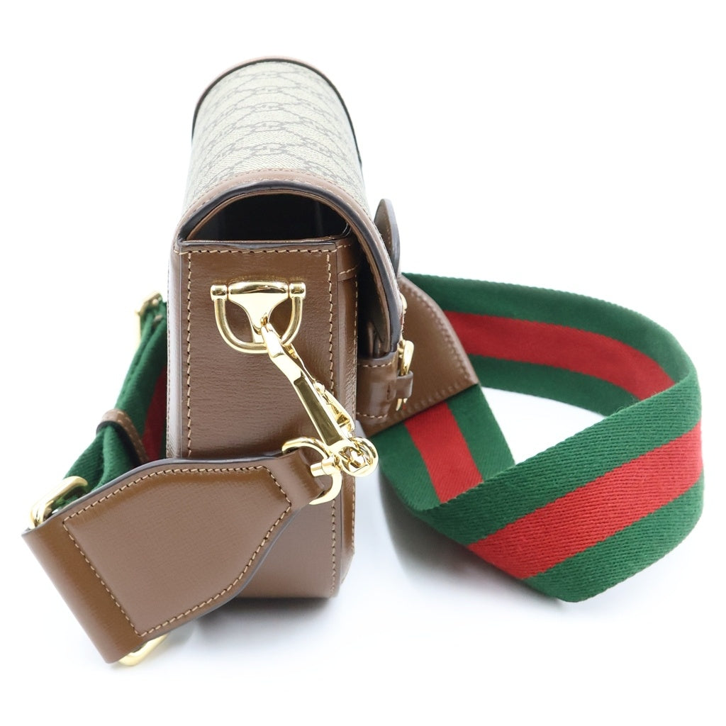 GUCCI(グッチ) GGスプリーム ホースビット PVC レザー ショルダーバッグ ブラウン 658574 レディース