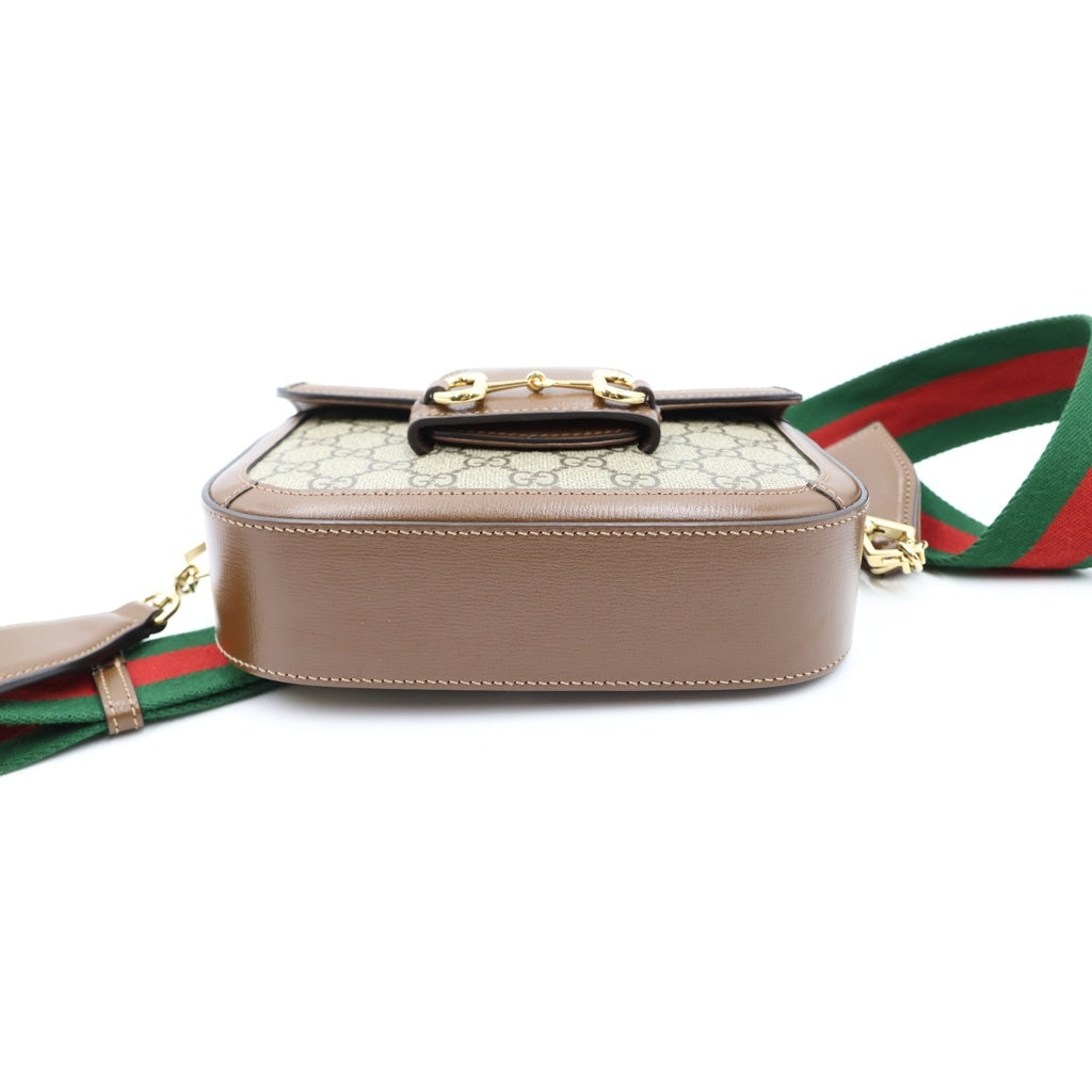 GUCCI(グッチ) GGスプリーム ホースビット PVC レザー ショルダーバッグ ブラウン 658574 レディース