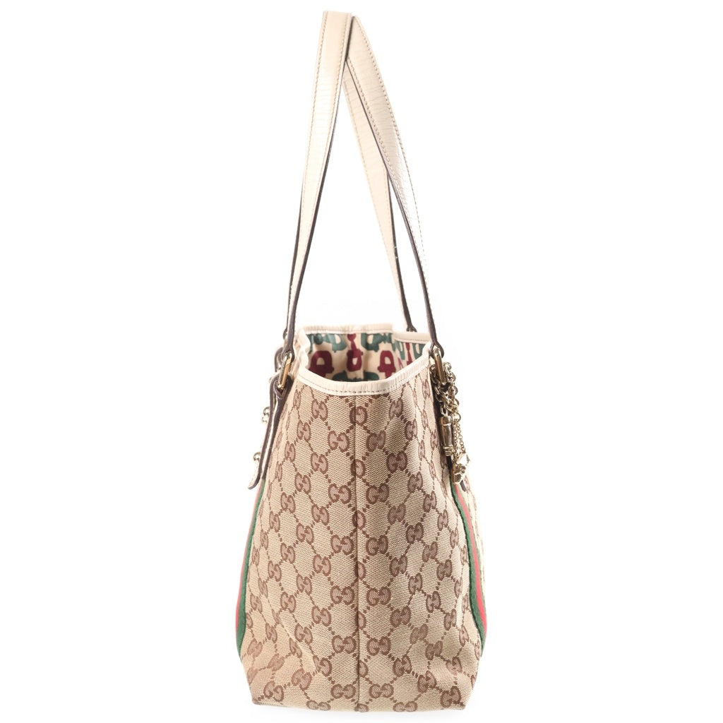 GUCCI(グッチ) シェリーライン トートバッグ ショルダーバック GGキャンバス レザー ベージュ/ホワイト 137396 レディース