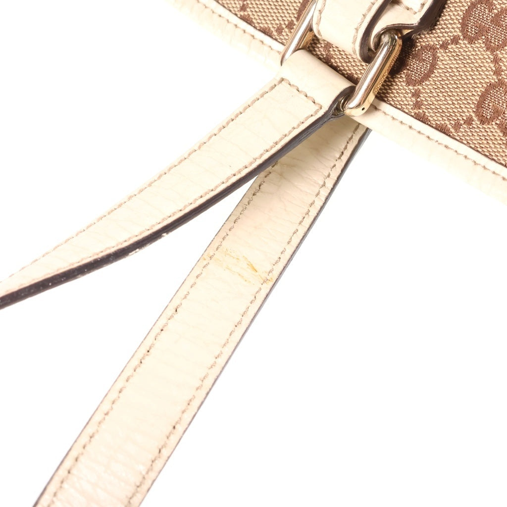 GUCCI(グッチ) シェリーライン トートバッグ ショルダーバック GGキャンバス レザー ベージュ/ホワイト 137396 レディース