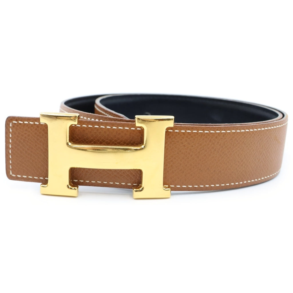 HERMES(エルメス) コンスタンス リバーシブル レザーベルト ブラック×ブラウン 〇Y刻印 ゴールド金具 レディース