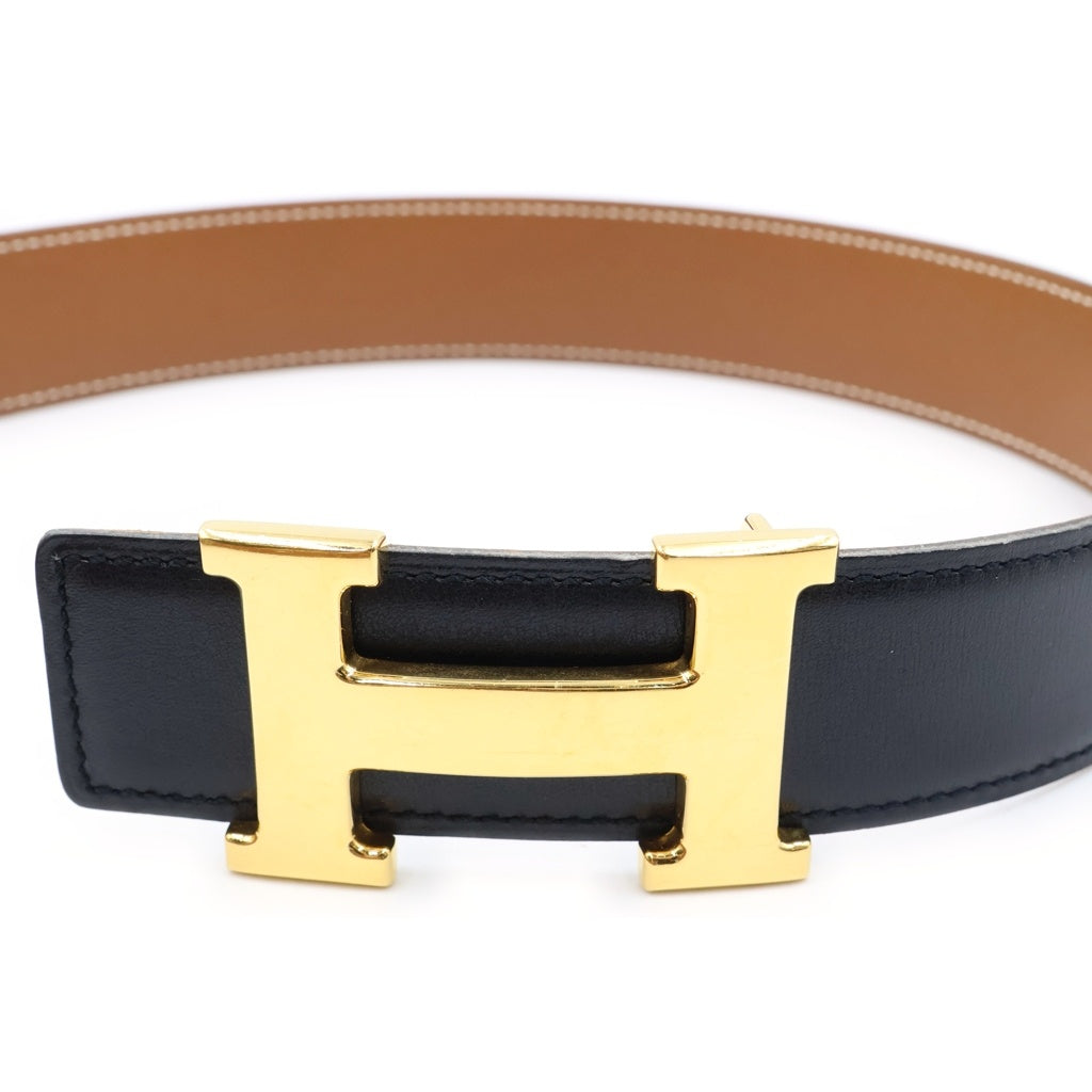 HERMES(エルメス) コンスタンス リバーシブル レザーベルト ブラック×ブラウン 〇Y刻印 ゴールド金具 レディース