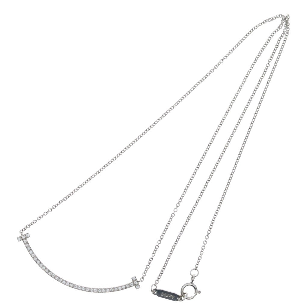 TIFFANY & Co.(ティファニー) Tスマイル スモール ダイヤ ネックレス ペンダント チェーン ホワイトゴールド Au750WG レディース
