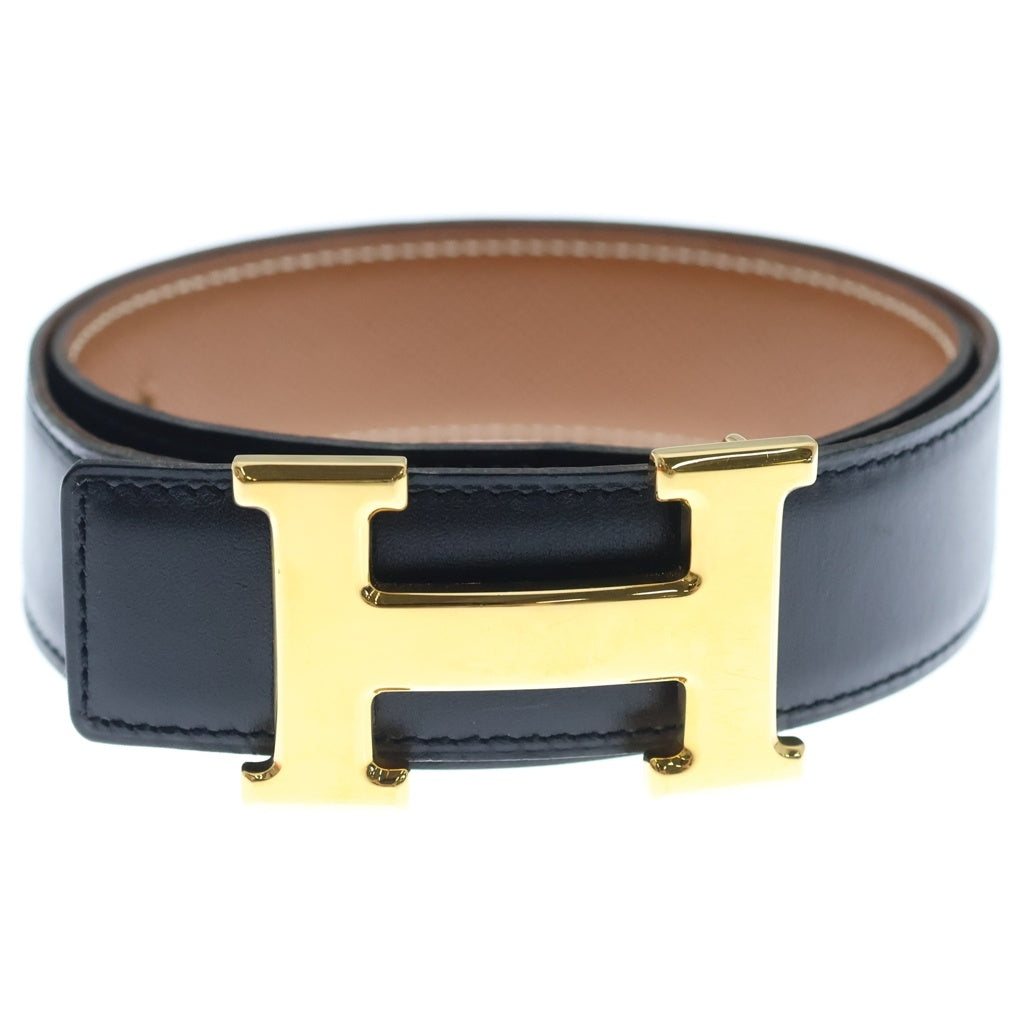 HERMES(エルメス) コンスタンス リバーシブル レザーベルト ブラック×ブラウン ゴールド金具 レディース