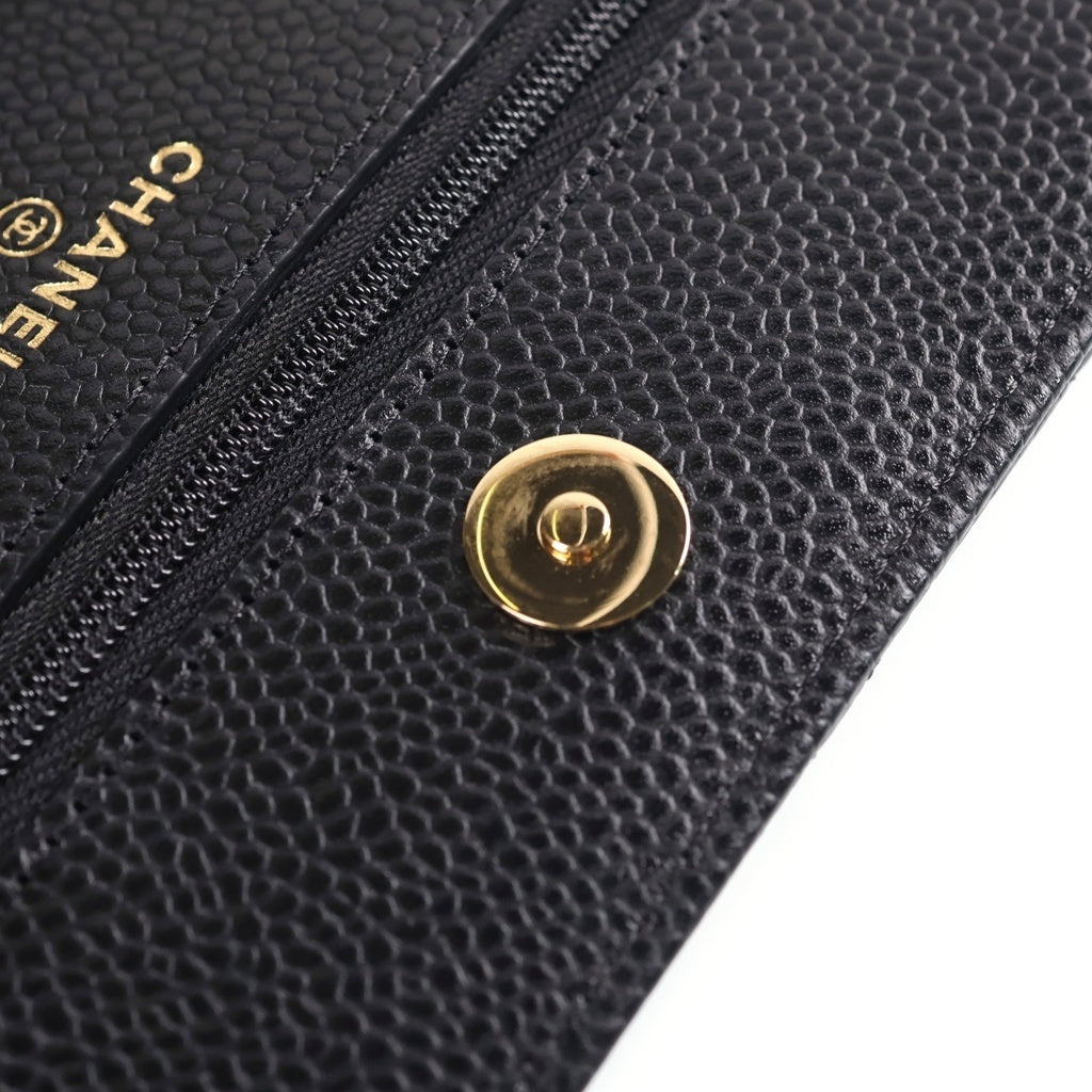 CHANEL(シャネル) ココマーク マトラッセ キャビアスキン ゴールド金具 チェーンウォレット ショルダーバッグ ランダムプレート ブラック AP0250 レディース