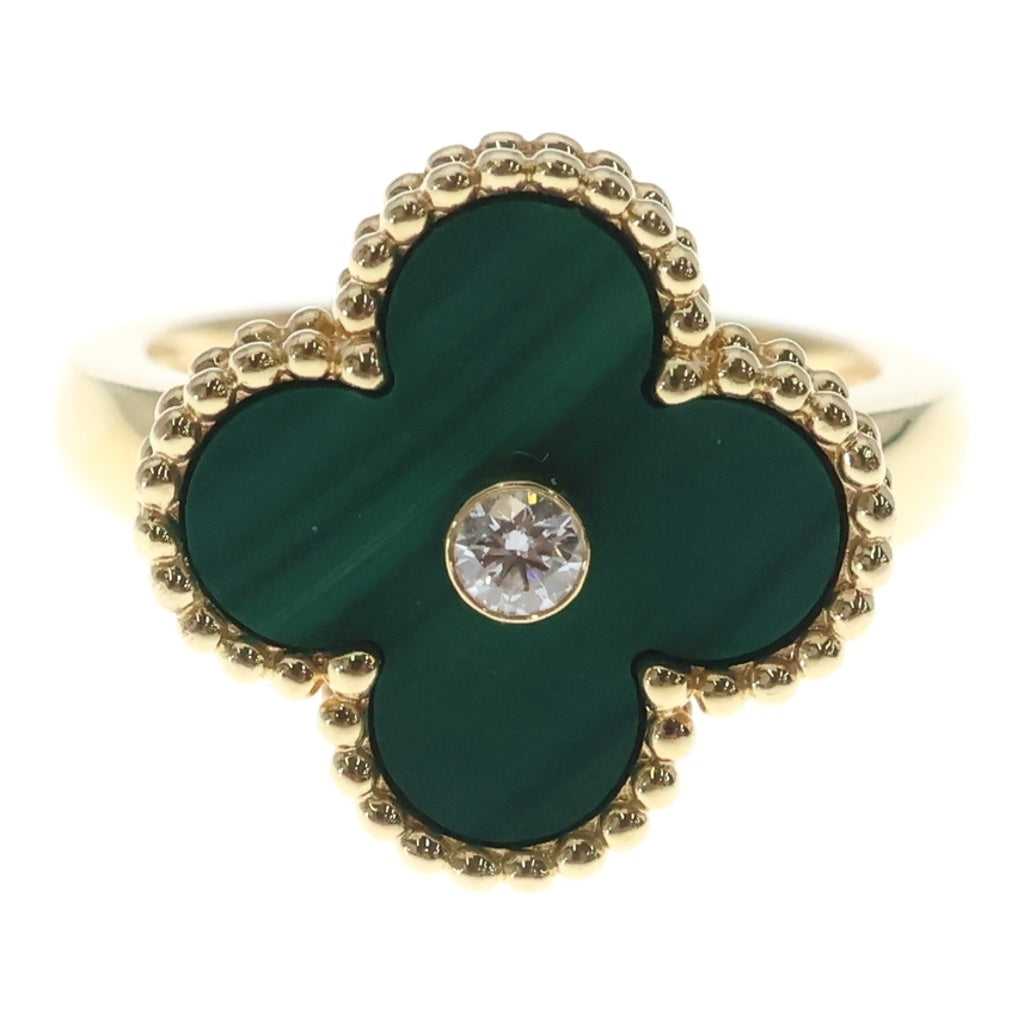 Van Cleef & Arpels(ヴァンクリーフアンドアーペル) ヴィンテージ アルハンブラ マラカイト ダイヤ リング K18イエローゴールド 6.7g レディース