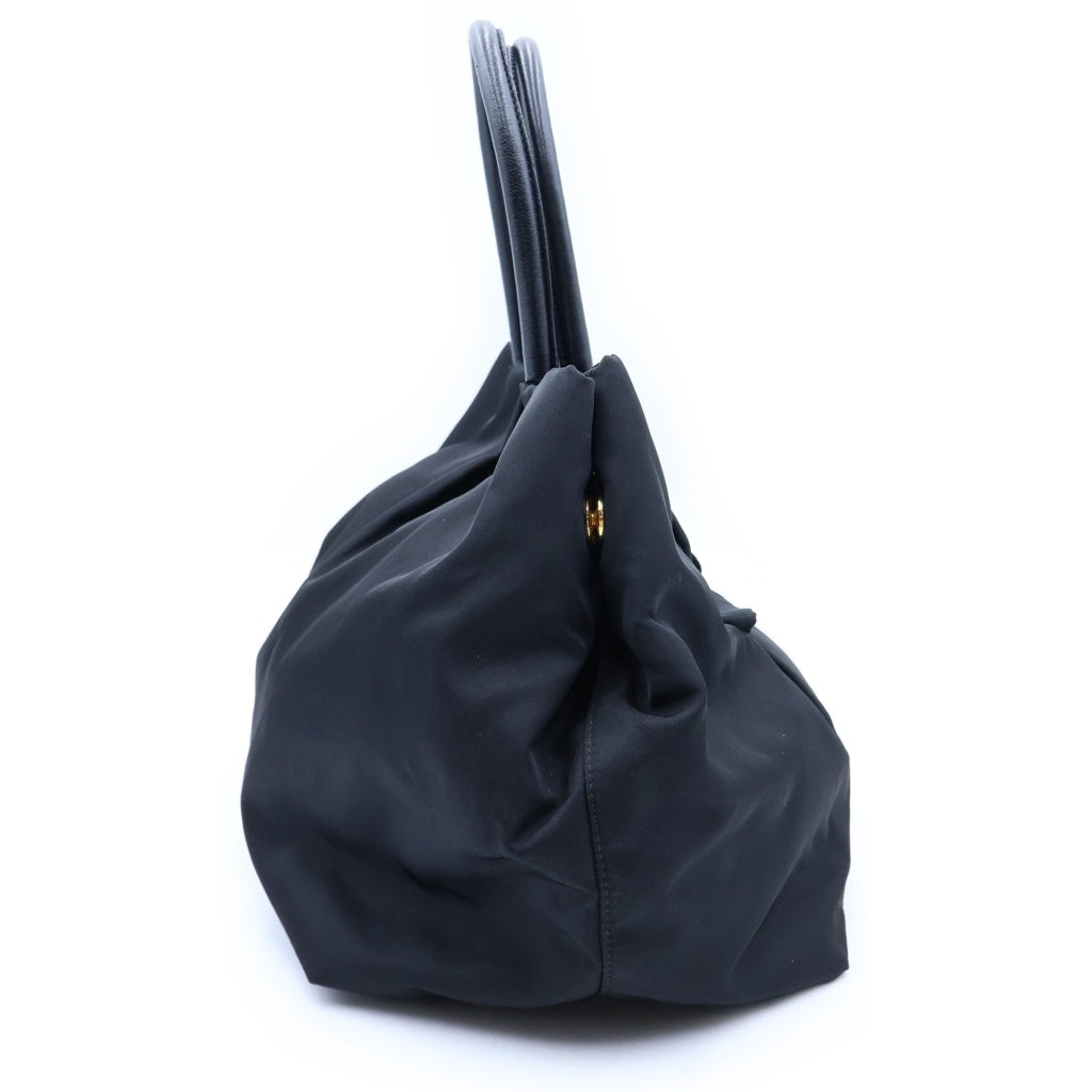 PRADA(プラダ) リボン ナイロンハンドバッグ ミニトートバッグ ブラック ゴールド金具 レディース