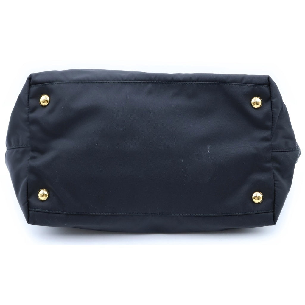 PRADA(プラダ) リボン ナイロンハンドバッグ ミニトートバッグ ブラック ゴールド金具 レディース
