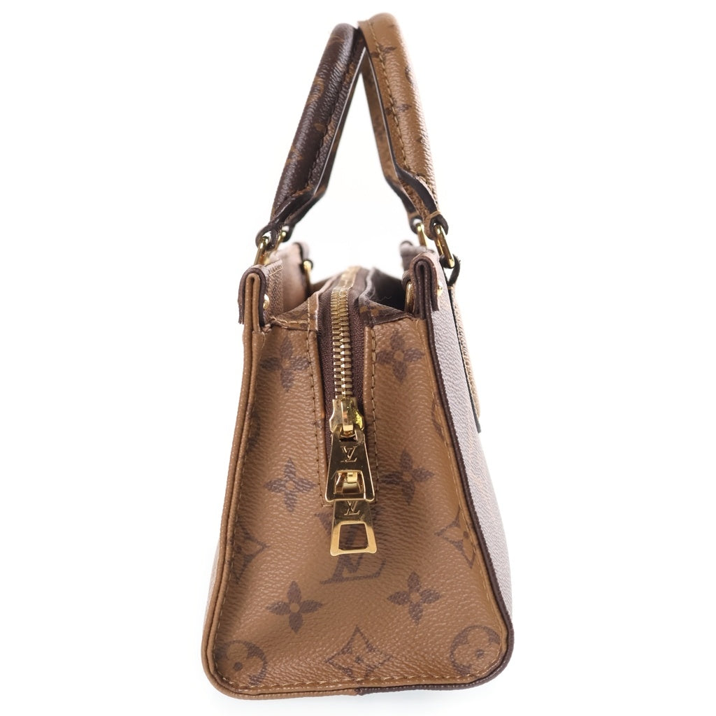 LOUIS VUITTON(ルイヴィトン) モノグラムジャイアントリバース オンザゴー EW 2WAY ハンド ショルダーバッグ ゴールド金具 ブラウン M14236 RFID レディース