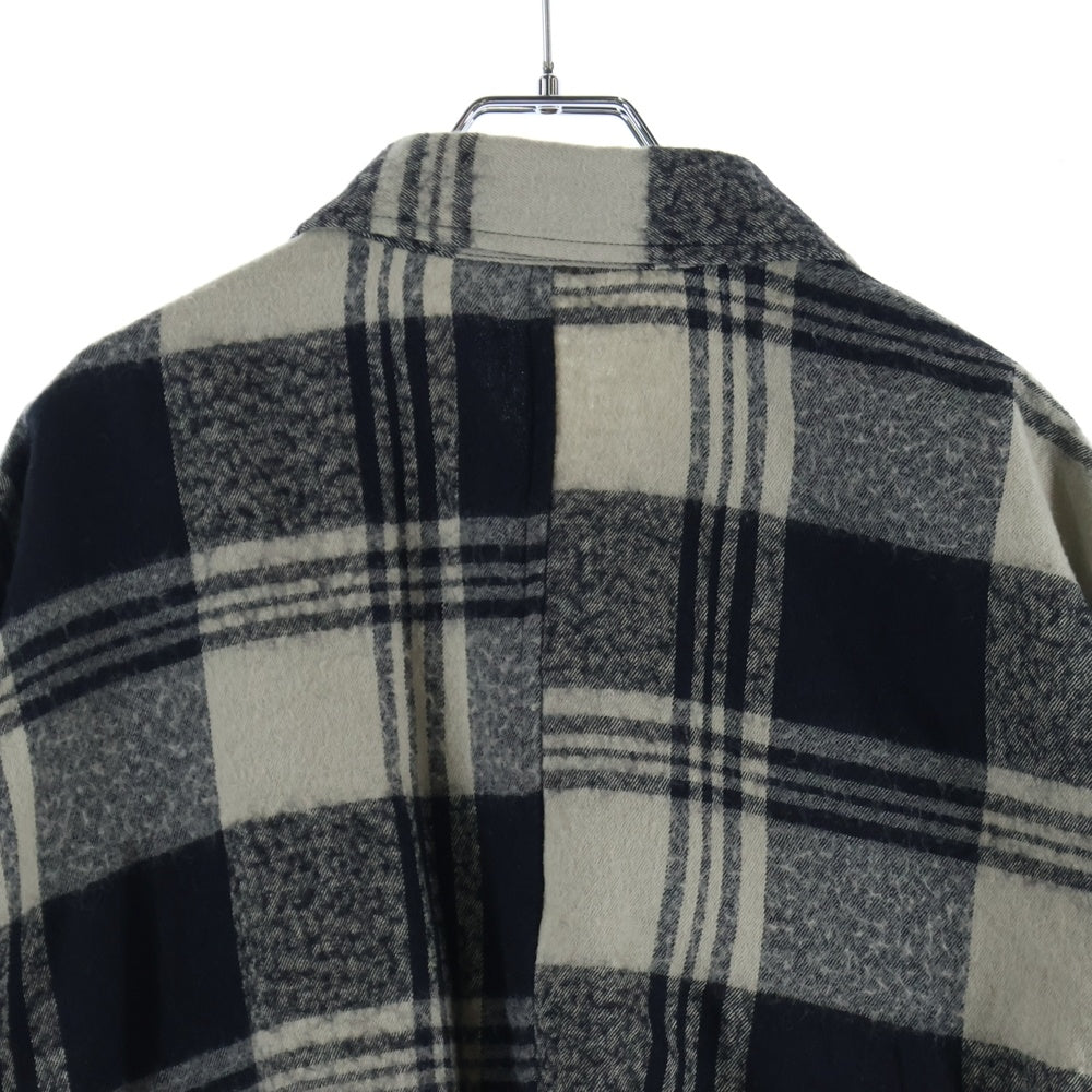 s'yte(サイト) 23AW チェック総柄 コットン ウール オーバーサイズ フランネル シャツジャケット ベージュ/ブラック UU-B10-008-1-03