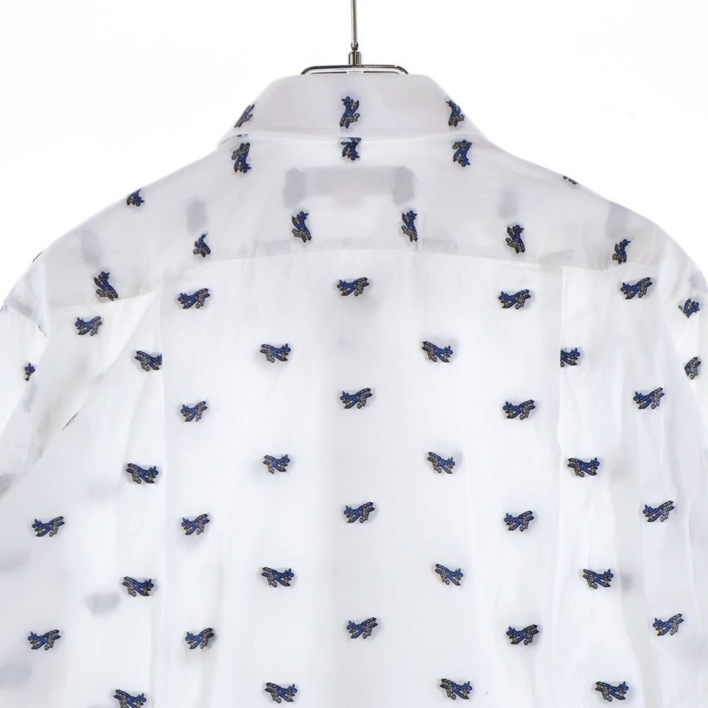 Mila Schoen(ミラショーン) 長袖刺繍シャツ 飛行機 ホワイト