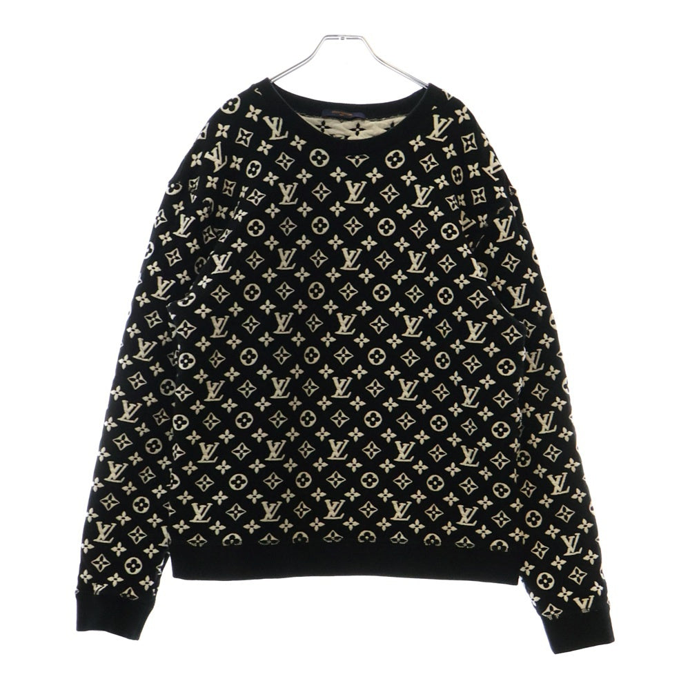 LOUIS VUITTON(ルイヴィトン) フルモノグラムジャカード クルーネック スウェット トレーナー ネイビー×ホワイト RM211Q TCJ HIY53W