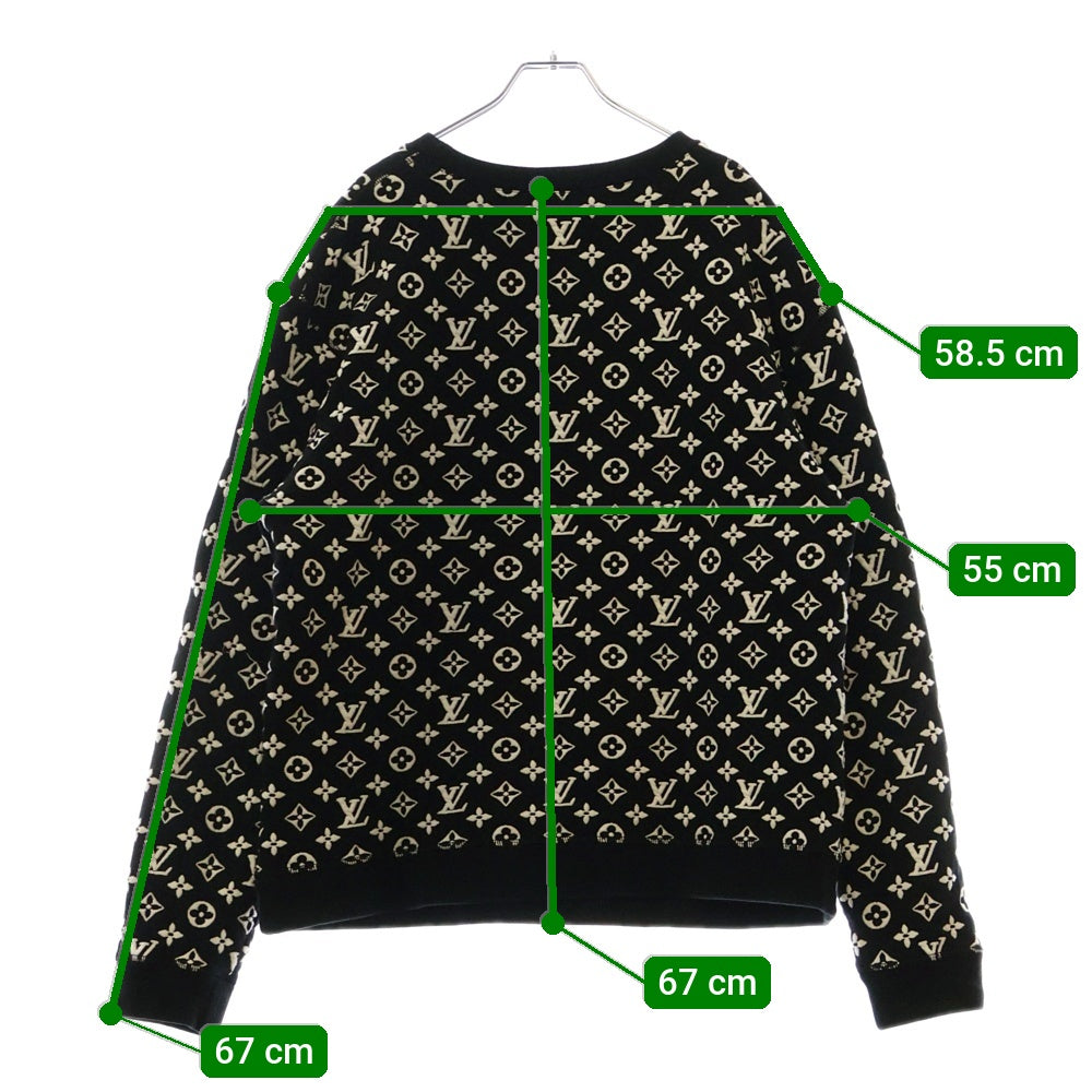 LOUIS VUITTON(ルイヴィトン) フルモノグラムジャカード クルーネック スウェット トレーナー ネイビー×ホワイト RM211Q TCJ HIY53W