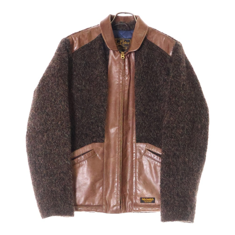 CALEE(キャリー) 14AW ALPACA SHAGGY LEATHER COMB SPORTS JACKET CL-14AW048 ホースハイド 馬革 レザー切替 アルパカ シャギー ジャケット ブラウン