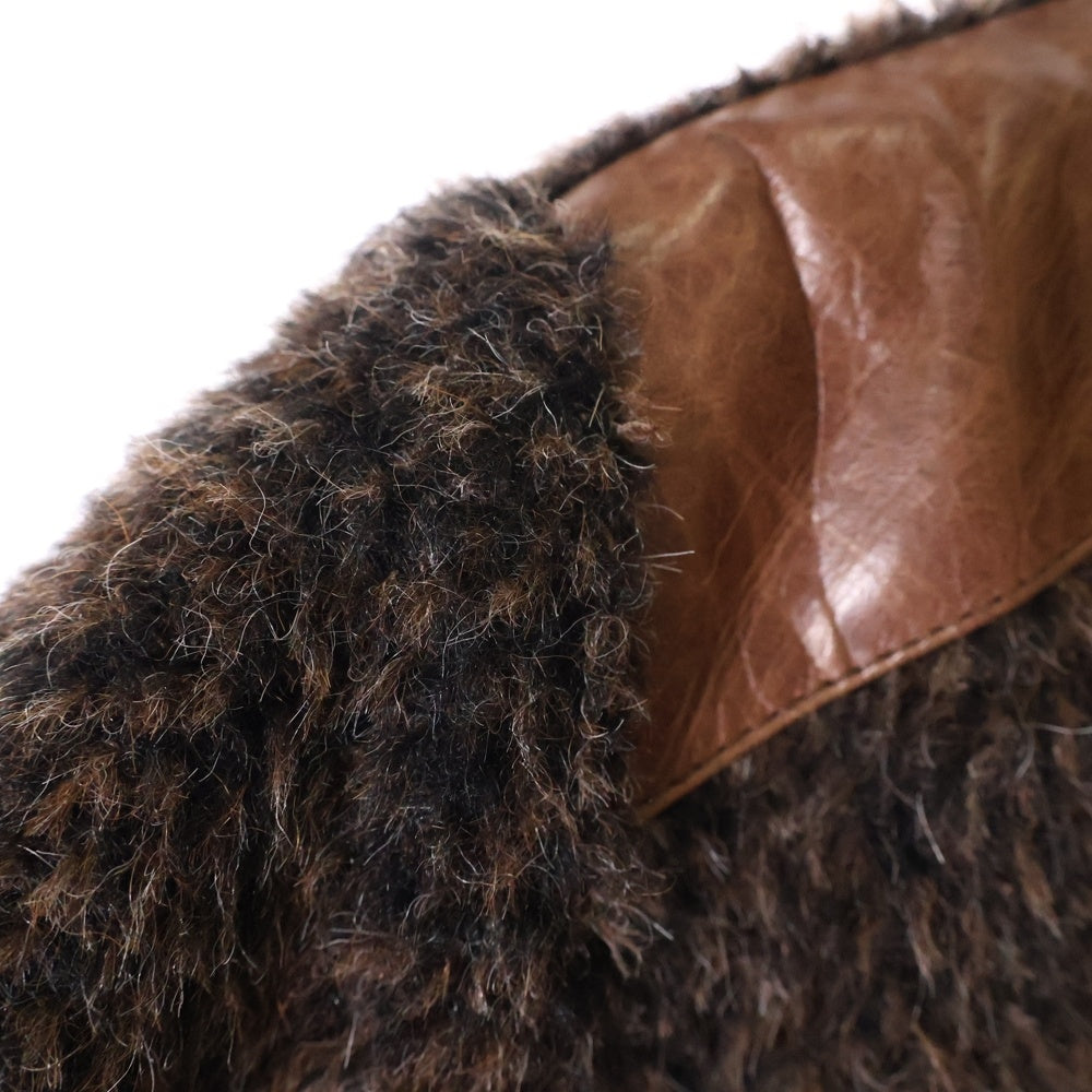 CALEE(キャリー) 14AW ALPACA SHAGGY LEATHER COMB SPORTS JACKET CL-14AW048 ホースハイド 馬革 レザー切替 アルパカ シャギー ジャケット ブラウン