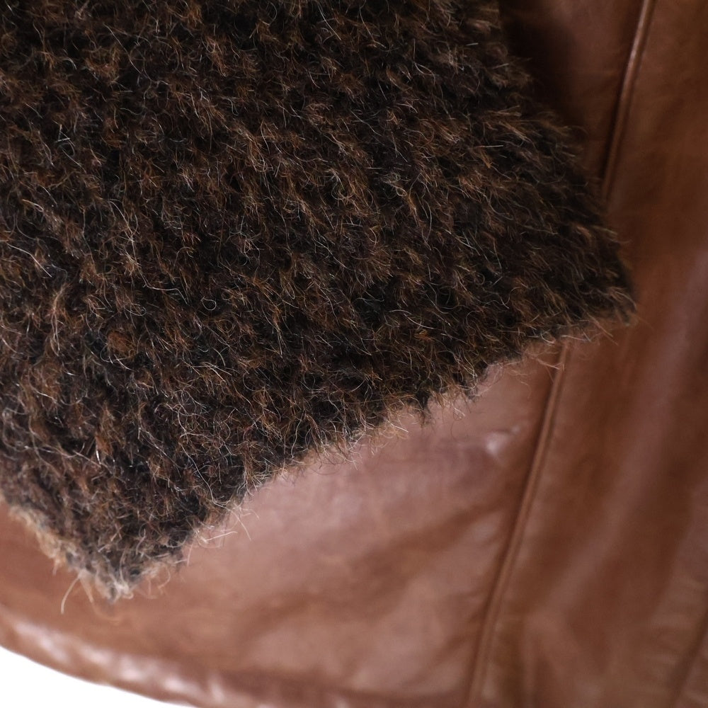 CALEE(キャリー) 14AW ALPACA SHAGGY LEATHER COMB SPORTS JACKET CL-14AW048 ホースハイド 馬革 レザー切替 アルパカ シャギー ジャケット ブラウン