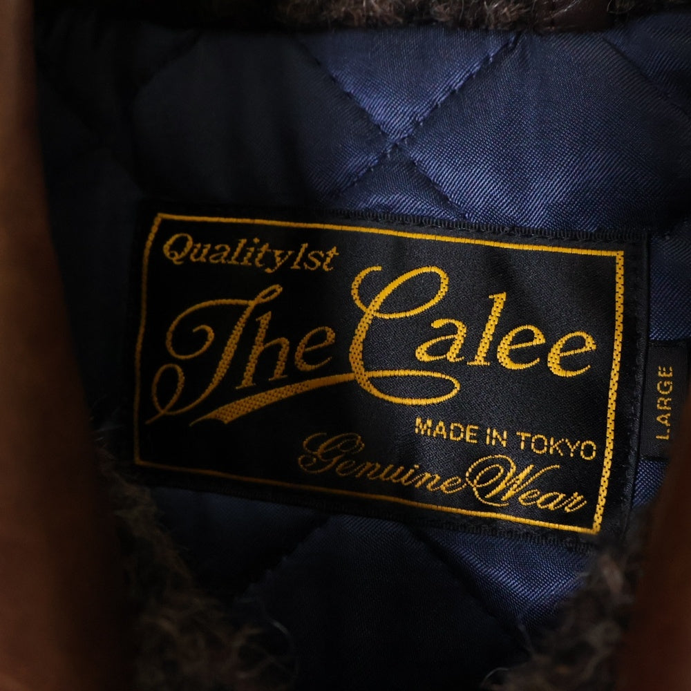 CALEE(キャリー) 14AW ALPACA SHAGGY LEATHER COMB SPORTS JACKET CL-14AW048 ホースハイド 馬革 レザー切替 アルパカ シャギー ジャケット ブラウン