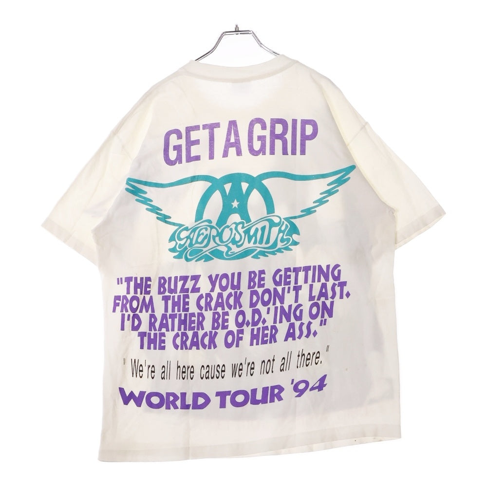 VINTAGE(ヴィンテージ) 90s AERO SMITH GET A GRIP WORLD TOUR TEE エアロスミス 両面プリント半袖Tシャツ カットソー ホワイト