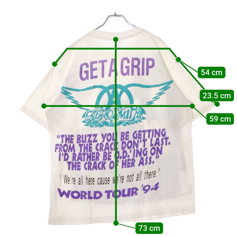 VINTAGE(ヴィンテージ) 90s AERO SMITH GET A GRIP WORLD TOUR TEE エアロスミス 両面プリント半袖Tシャツ カットソー ホワイト