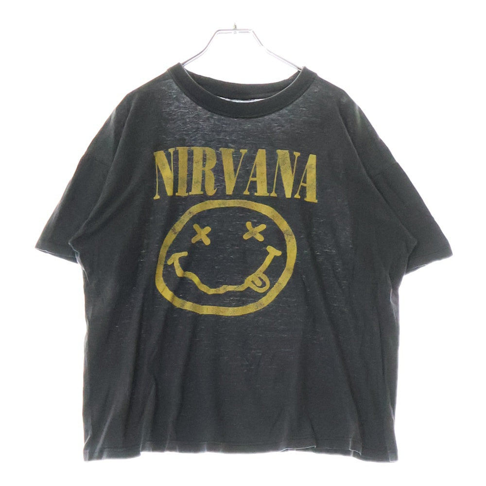 VINTAGE(ヴィンテージ) 90s NIRVANA SMILE ニルヴァーナ スマイル ユーロ ブート Tシャツ 半袖カットソー ブラック